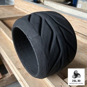 black tire printed with Rubber+PP pellets